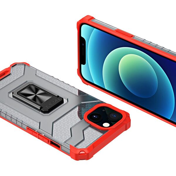 Hurtel Crystal Ring Case pancerne hybrydowe etui pokrowiec + magnetyczny uchwyt iPhone 13 czerwony 9405225 9145576220627