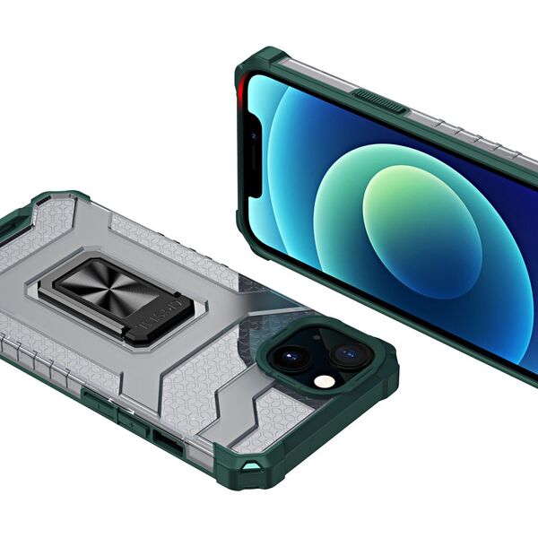 Hurtel Crystal Ring Case pancerne hybrydowe etui pokrowiec + magnetyczny uchwyt iPhone 13 mini zielony 9405229 9145576220597