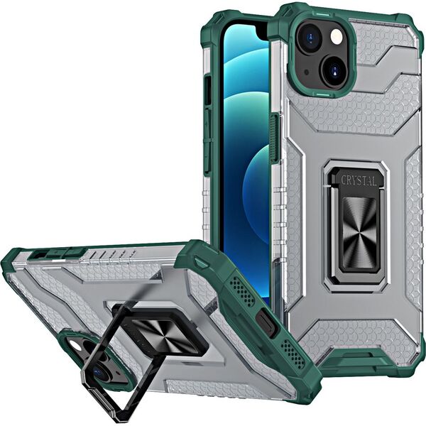 Hurtel Crystal Ring Case pancerne hybrydowe etui pokrowiec + magnetyczny uchwyt iPhone 13 zielony 9405231 9145576220634