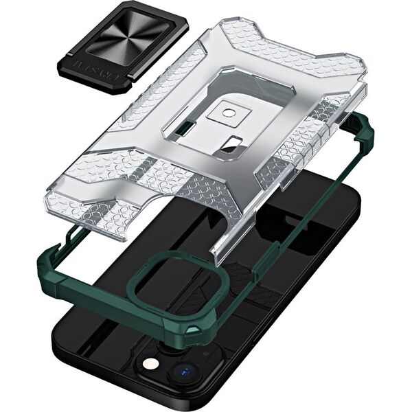Hurtel Crystal Ring Case pancerne hybrydowe etui pokrowiec + magnetyczny uchwyt iPhone 13 zielony 9405231 9145576220634