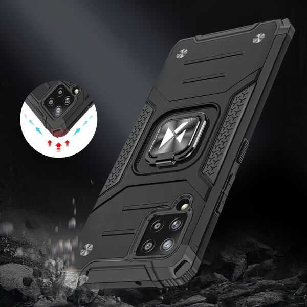 Wozinsky Wozinsky Ring Armor pancerne hybrydowe etui pokrowiec + magnetyczny uchwyt Samsung Galaxy A42 5G czarny 9405323 9111201935969