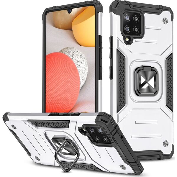 Wozinsky Wozinsky Ring Armor pancerne hybrydowe etui pokrowiec + magnetyczny uchwyt Samsung Galaxy A42 5G srebrny 9405327 9111201935921