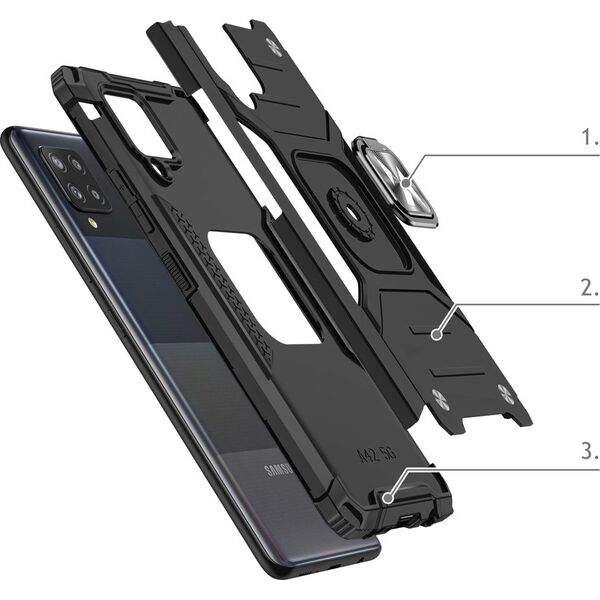 Wozinsky Wozinsky Ring Armor pancerne hybrydowe etui pokrowiec + magnetyczny uchwyt Samsung Galaxy A42 5G srebrny 9405327 9111201935921