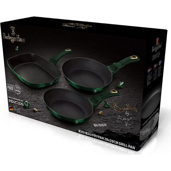Patelnia Berlinger Haus zestaw Emerald Tytanowa 3szt. 9452922 5999108408298