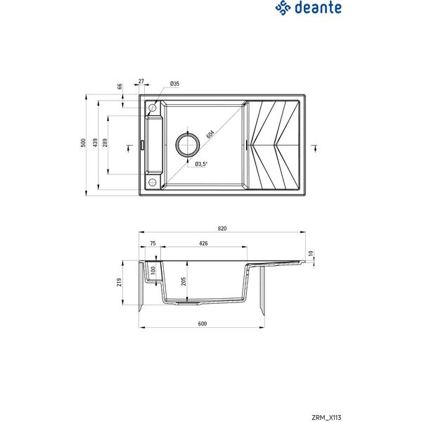 Zlewozmywak Deante Magnetic  granitowy magnetyczny 1-komorowy z ociekaczem 9458789 5908212095041