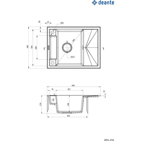 Zlewozmywak Deante Magnetic  granitowy magnetyczny 1-komorowy z ociekaczem 9458812 5908212094976