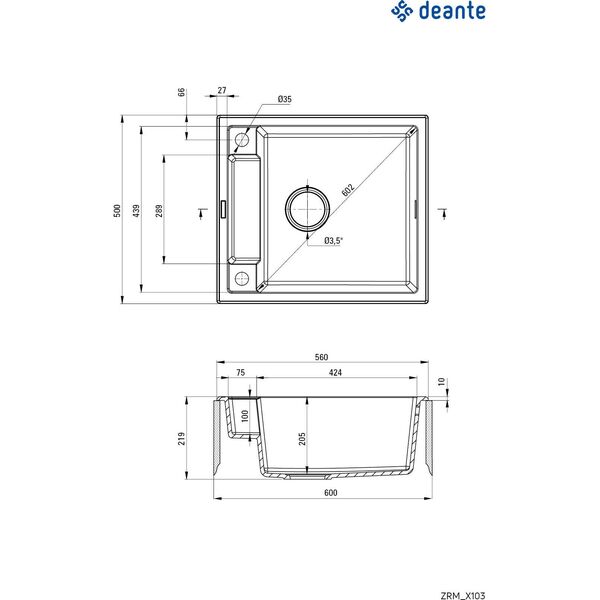 Zlewozmywak Deante MAGNETIC - granitowy magnetyczny 1-komorowy Biały (ZRM A103) 9458814 5908212094945