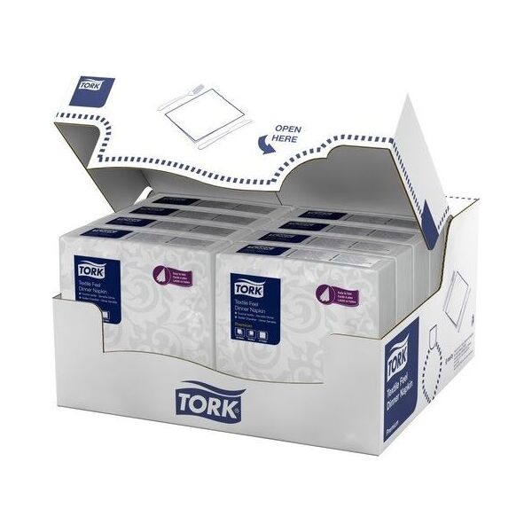 Tork Tork - Serwetki imitujące tkaninę, bankietowe, ekstra miękkie, 1-warstwowe, premium - Białe 9483689 7322541231242