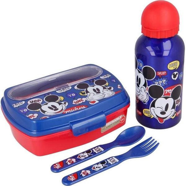 Mickey Mouse Mickey Mouse - Zestaw lunchbox, bidon 400ml, sztućce 9502162 8412497501632