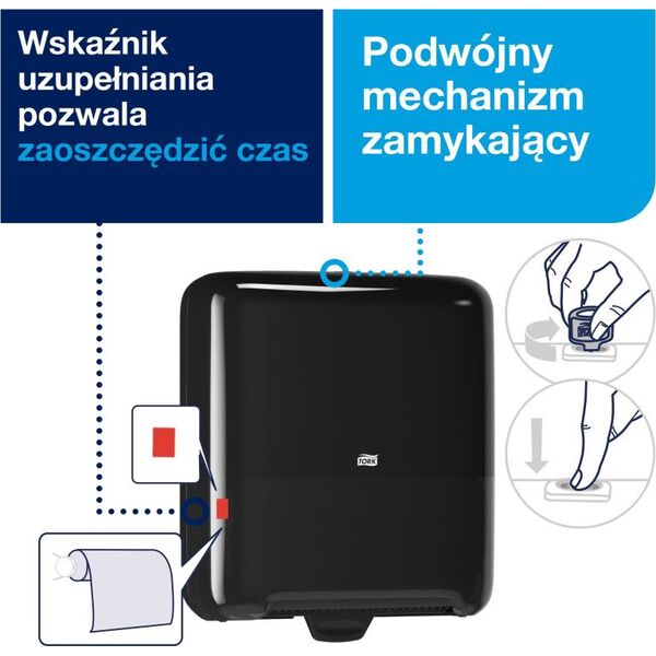 Tork Tork Matic - Dozownik do ręczników w roli, H1 - Czarny 9503575 7322540348958