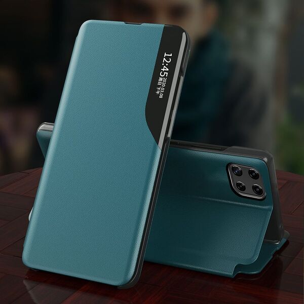 Hurtel Eco Leather View Case elegancki futerał etui z klapką i funkcją podstawki Samsung Galaxy A22 4G czarny 9511318 9145576220153