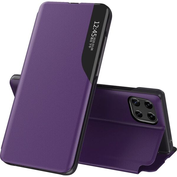 Hurtel Eco Leather View Case elegancki futerał etui z klapką i funkcją podstawki Samsung Galaxy A22 4G fioletowy 9511322 9145576220191
