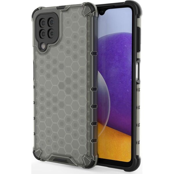 Hurtel Honeycomb etui pancerny pokrowiec z żelową ramką Samsung Galaxy A22 4G czarny 9511357 9145576213483