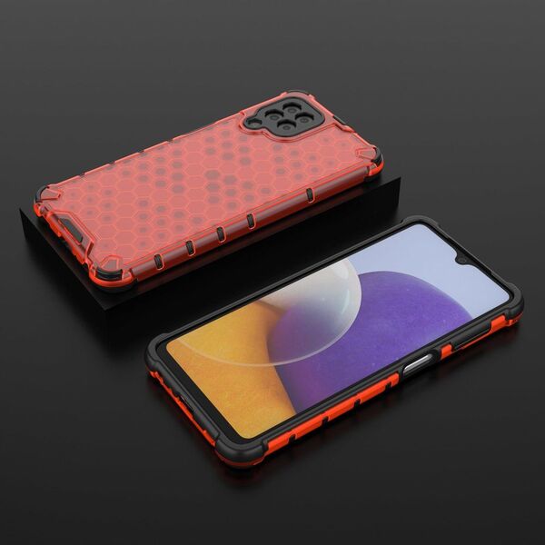 Hurtel Honeycomb etui pancerny pokrowiec z żelową ramką Samsung Galaxy A22 4G czerwony 9511360 9145576213513