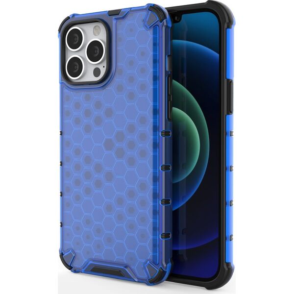 Hurtel Honeycomb etui pancerny pokrowiec z żelową ramką iPhone 13 Pro Max niebieski 9511370 9145576213247