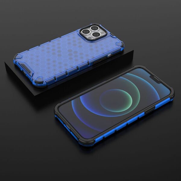 Hurtel Honeycomb etui pancerny pokrowiec z żelową ramką iPhone 13 Pro Max niebieski 9511370 9145576213247