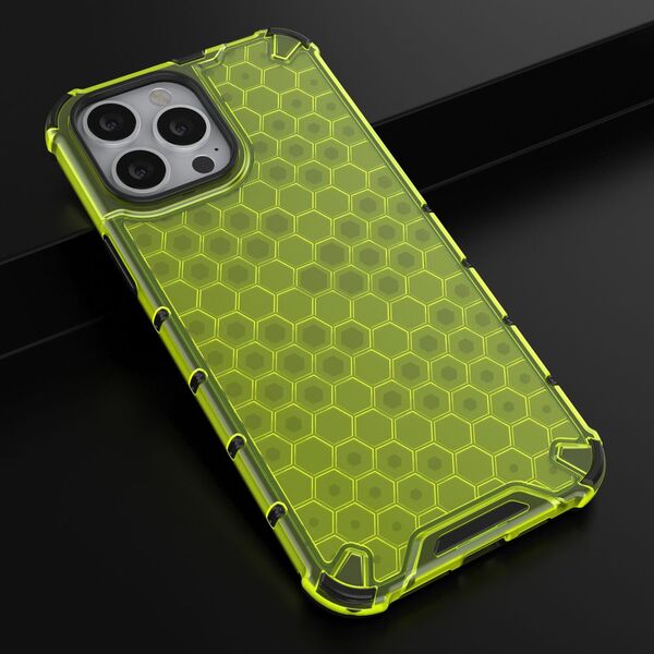 Hurtel Honeycomb etui pancerny pokrowiec z żelową ramką iPhone 13 Pro Max zielony 9511371 9145576213254