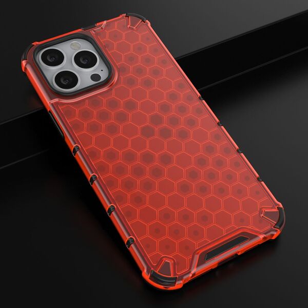 Hurtel Honeycomb etui pancerny pokrowiec z żelową ramką iPhone 13 Pro Max czerwony 9511372 9145576213261