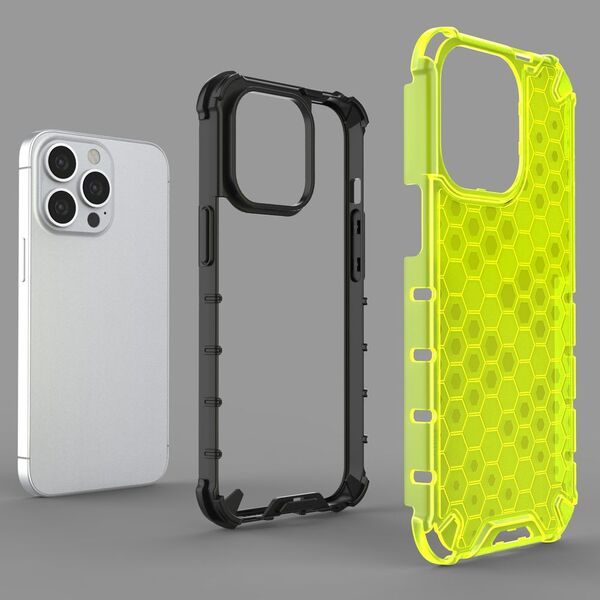Hurtel Honeycomb etui pancerny pokrowiec z żelową ramką iPhone 13 Pro czarny 9511374 9145576213285