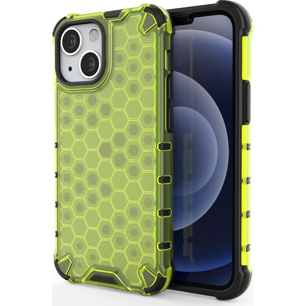 Hurtel Honeycomb etui pancerny pokrowiec z żelową ramką iPhone 13 mini zielony 9511386 9145576213407