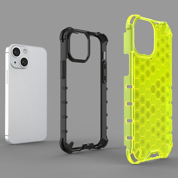 Hurtel Honeycomb etui pancerny pokrowiec z żelową ramką iPhone 13 mini zielony 9511386 9145576213407