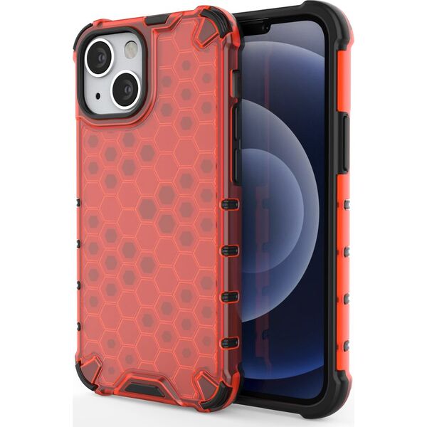 Hurtel Honeycomb etui pancerny pokrowiec z żelową ramką iPhone 13 mini czerwony 9511387 9145576213414