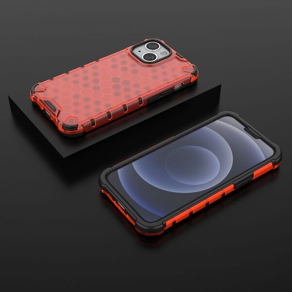 Hurtel Honeycomb etui pancerny pokrowiec z żelową ramką iPhone 13 mini czerwony 9511387 9145576213414