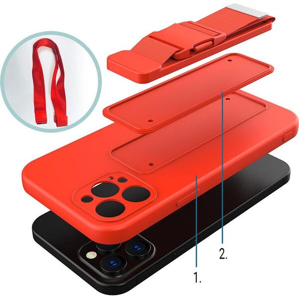 Hurtel Rope case żelowe etui ze smyczą łańcuszkiem torebka smycz Samsung Galaxy A22 5G żółty 9511657 9145576219782