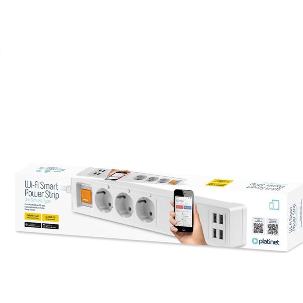 Platinet PLATINET SMART POWER STRIP 1,8M GERMAN TYPE 16A 4xUSB-A/5A TUYA APP [45507] 9517080 5907595455077