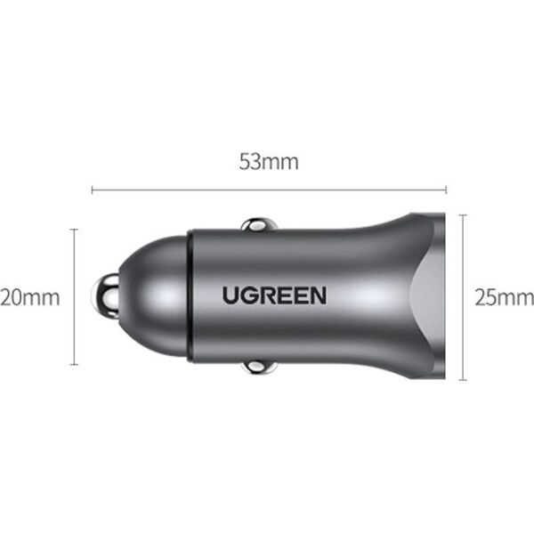 Ładowarka Ugreen CD130 1x USB-A 1x USB-C 4.8 A  (UGR1113GRY) 9541158 6957303837809