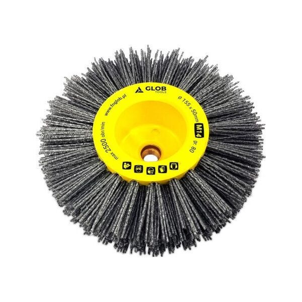 Glob Szczotka do postarzania drewna z włókna ściernego fi 155mm z gwintem M14 granulacja 80 9597716 5903707501854