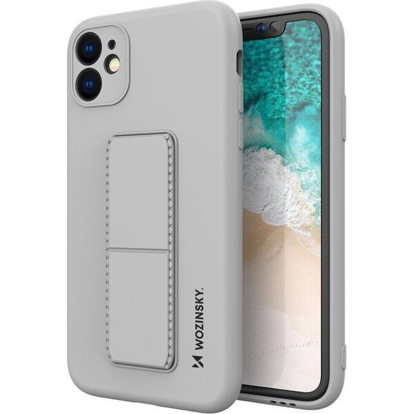 Wozinsky Wozinsky Kickstand Case elastyczne silikonowe etui z podstawką Samsung Galaxy A72 4G szary 9598990 9145576226568
