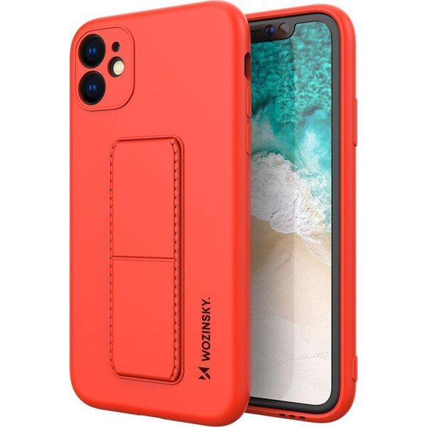 Wozinsky Wozinsky Kickstand Case elastyczne silikonowe etui z podstawką Samsung Galaxy A22 5G czerwony 9599028 9145576226933