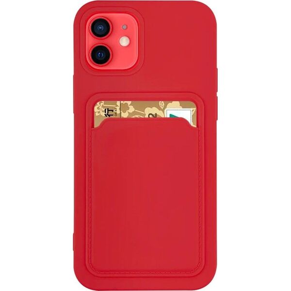 Hurtel Card Case silikonowe etui portfel z kieszonką na kartę dokumenty do iPhone 12 Pro Max czerwony 9599136 9145576228111