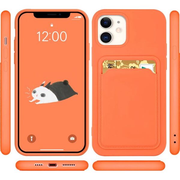 Hurtel Card Case silikonowe etui portfel z kieszonką na kartę dokumenty do iPhone 12 Pro Max czerwony 9599136 9145576228111