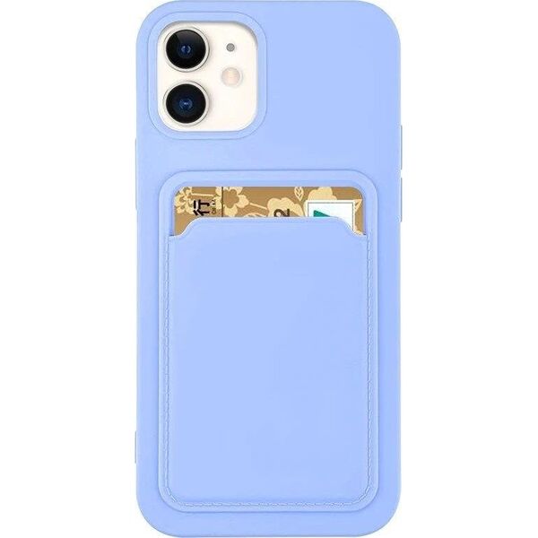 Hurtel Card Case silikonowe etui portfel z kieszonką na kartę dokumenty do iPhone 13 Pro fioletowy 9599165 9145576228425