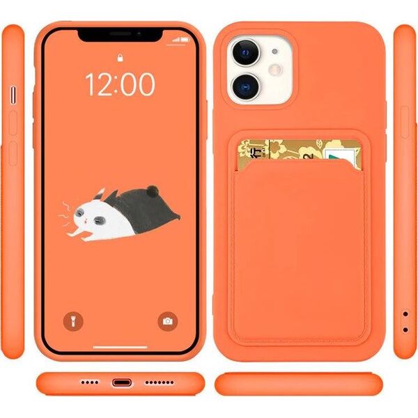 Hurtel Card Case silikonowe etui portfel z kieszonką na kartę dokumenty do Samsung Galaxy A42 5G ciemnozielony 9599210 9145576228869