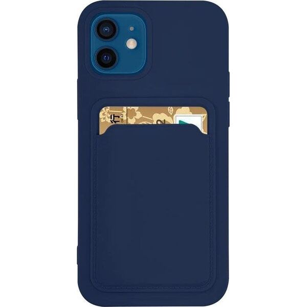 Hurtel Card Case silikonowe etui portfel z kieszonką na kartę dokumenty do Samsung Galaxy S21+ 5G (S21 Plus 5G) granatowy 9599234 9145576229125