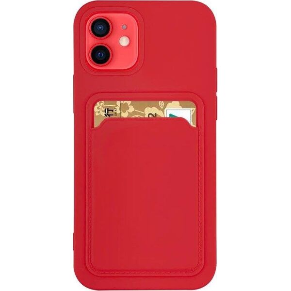 Hurtel Card Case silikonowe etui portfel z kieszonką na kartę dokumenty do Samsung Galaxy A72 4G czerwony 9599306 9145576229835