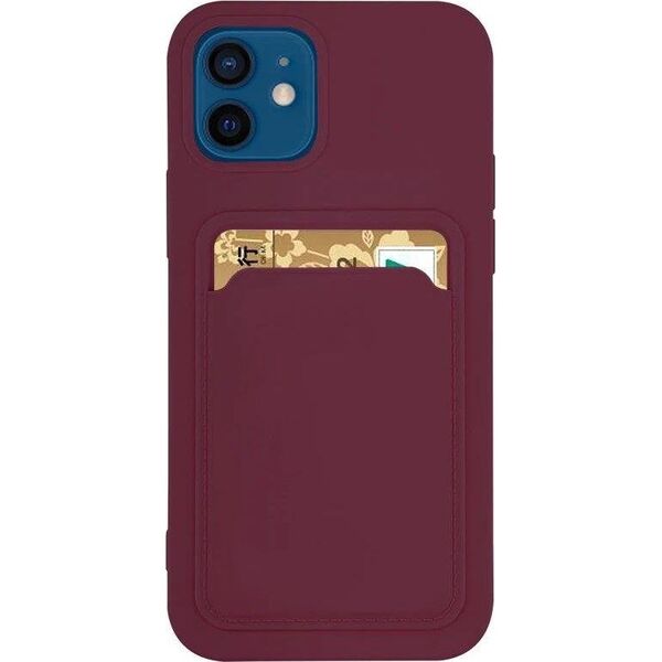Hurtel Card Case silikonowe etui portfel z kieszonką na kartę dokumenty do Samsung Galaxy A72 4G bordowy 9599309 9145576229866