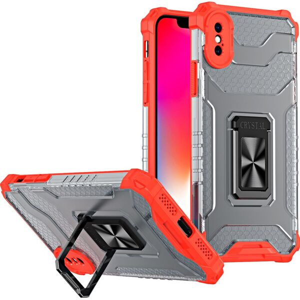 Hurtel Crystal Ring Case pancerne hybrydowe etui pokrowiec + magnetyczny uchwyt iPhone XS Max czerwony 9599368 9145576226001