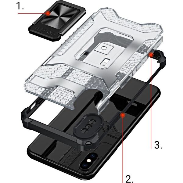 Hurtel Crystal Ring Case pancerne hybrydowe etui pokrowiec + magnetyczny uchwyt iPhone XS Max czerwony 9599368 9145576226001