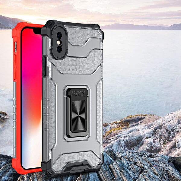 Hurtel Crystal Ring Case pancerne hybrydowe etui pokrowiec + magnetyczny uchwyt iPhone XS Max czerwony 9599368 9145576226001