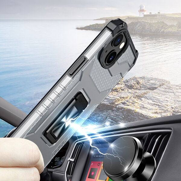 Hurtel Crystal Ring Case pancerne hybrydowe etui pokrowiec + magnetyczny uchwyt iPhone 12 mini czarny 9599381 9145576226155