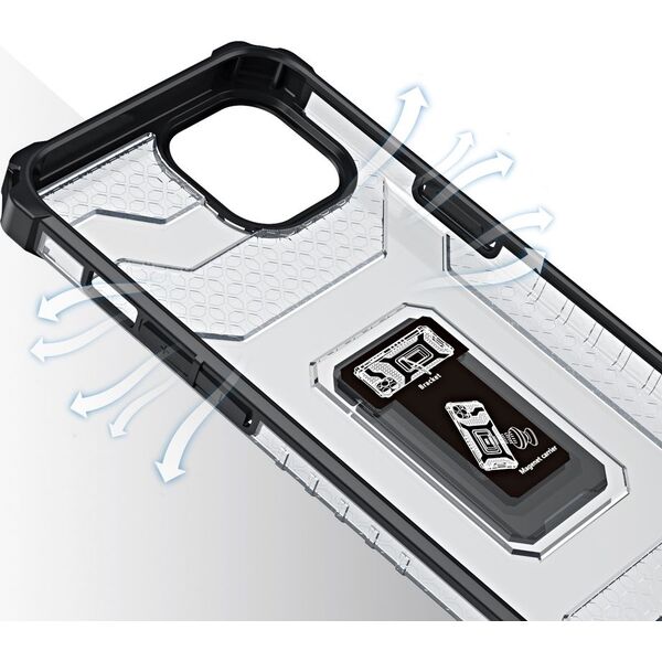 Hurtel Crystal Ring Case pancerne hybrydowe etui pokrowiec + magnetyczny uchwyt iPhone 12 mini czarny 9599381 9145576226155