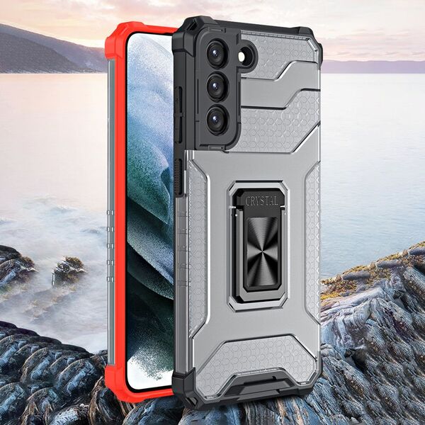 Hurtel Crystal Ring Case pancerne hybrydowe etui pokrowiec + magnetyczny uchwyt Samsung Galaxy S21+ 5G (S21 Plus 5G) niebieski 9599420 9145576226490