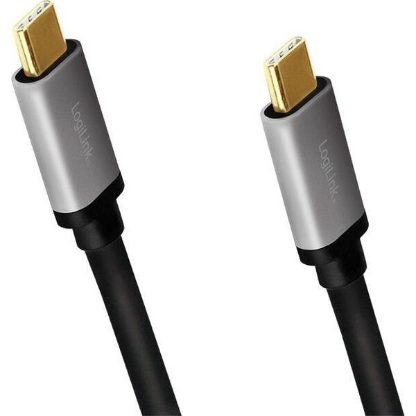 Kabel USB LogiLink USB-C - USB-C 1.5 m Czarno-srebrny (CUA0106)