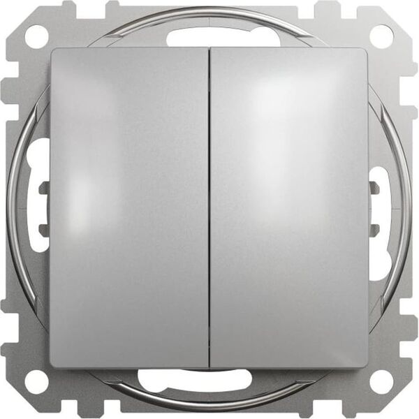 Schneider Electric Sedna Design, Przycisk podwójny, srebrne aluminium 9624553 3606481479426