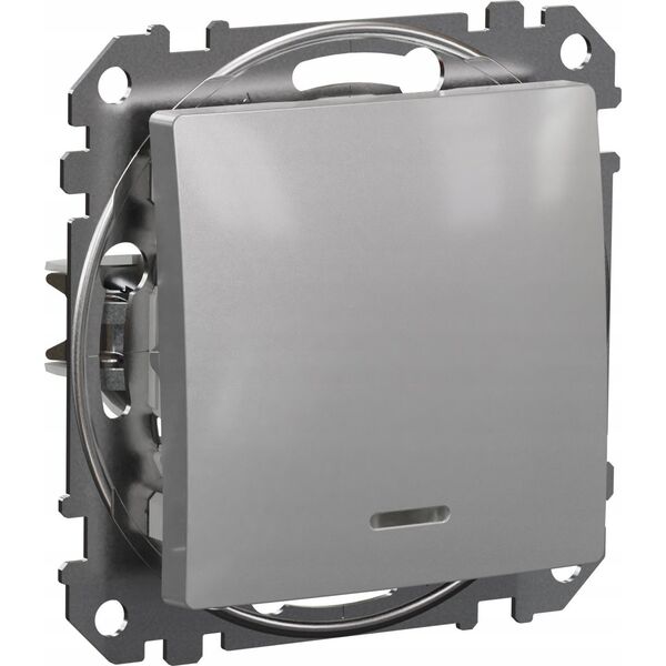 Schneider Electric Sedna Design, Przycisk z podświetleniem, srebrne aluminium 9624567 3606481479389