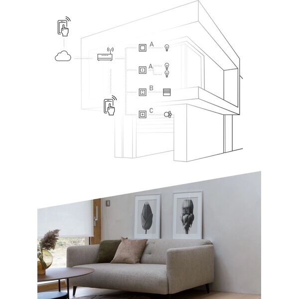 Kontakt-Simon Simon 54 GO Sterownik przyciskowy oświetleniowy - 2 wyjścia 5A, sterowany smartfonem WiFi 230V (moduł) biały DEW2W.01/11 9643884 5902787869465